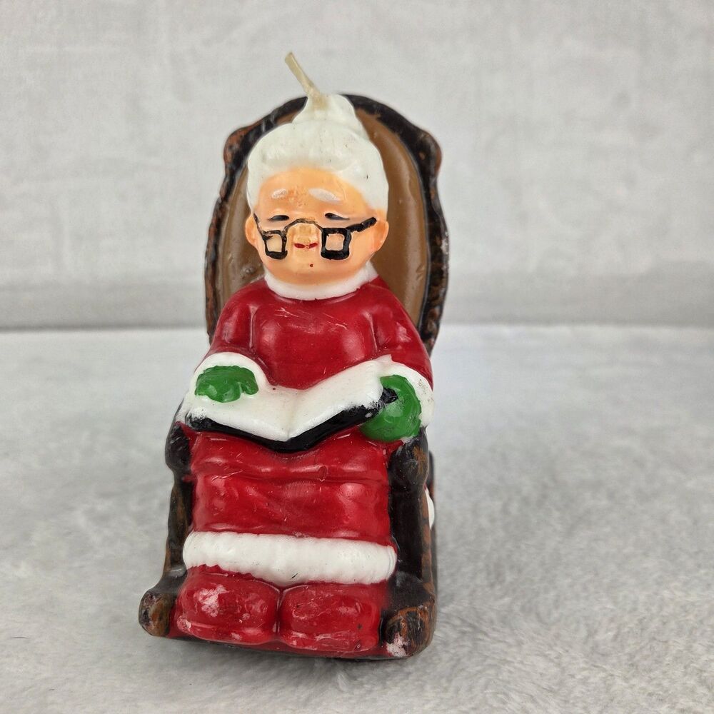 Vintage Mrs‎ Claus Candle Rocking Chair Christmas Holiday Decor 5 Inch